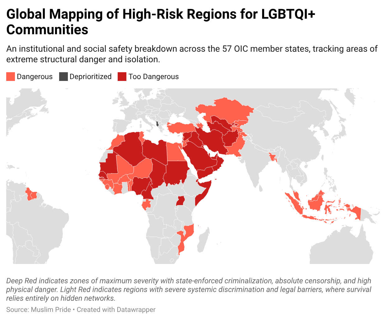 The Geography of Danger: Mapping the Most Unsafe Regions for LGBTQI+ Individuals